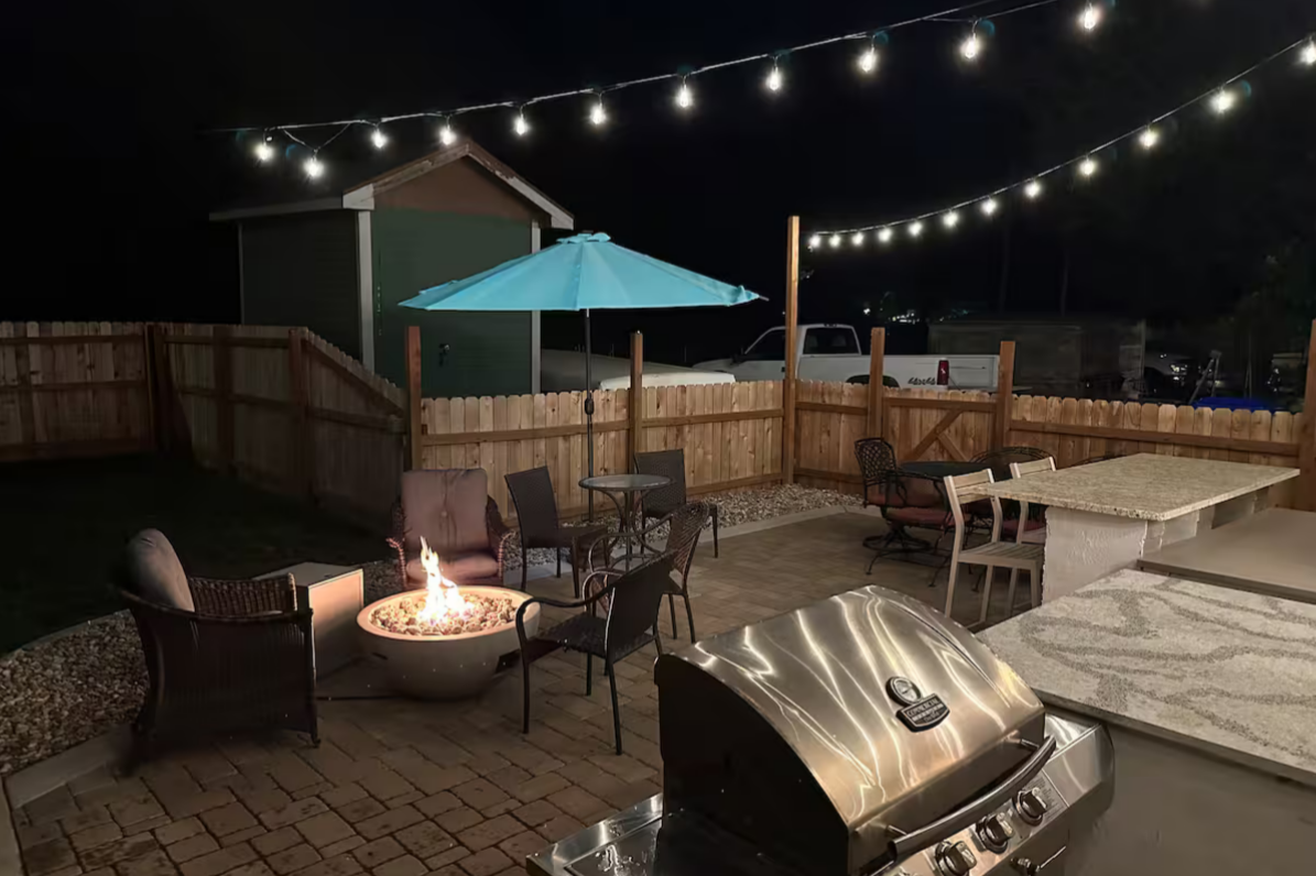 Evening patio view of Airbnb located at 622 East Eighth Street in Loveland, Colorado